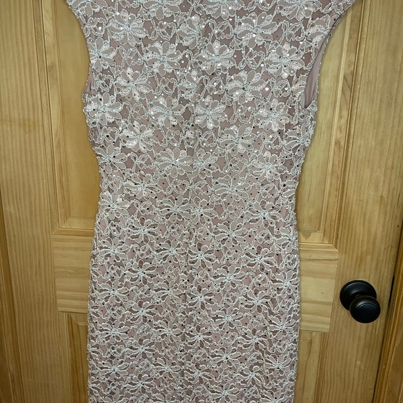 Pale pink lace/sequined detail dress - Picture 3 of 7